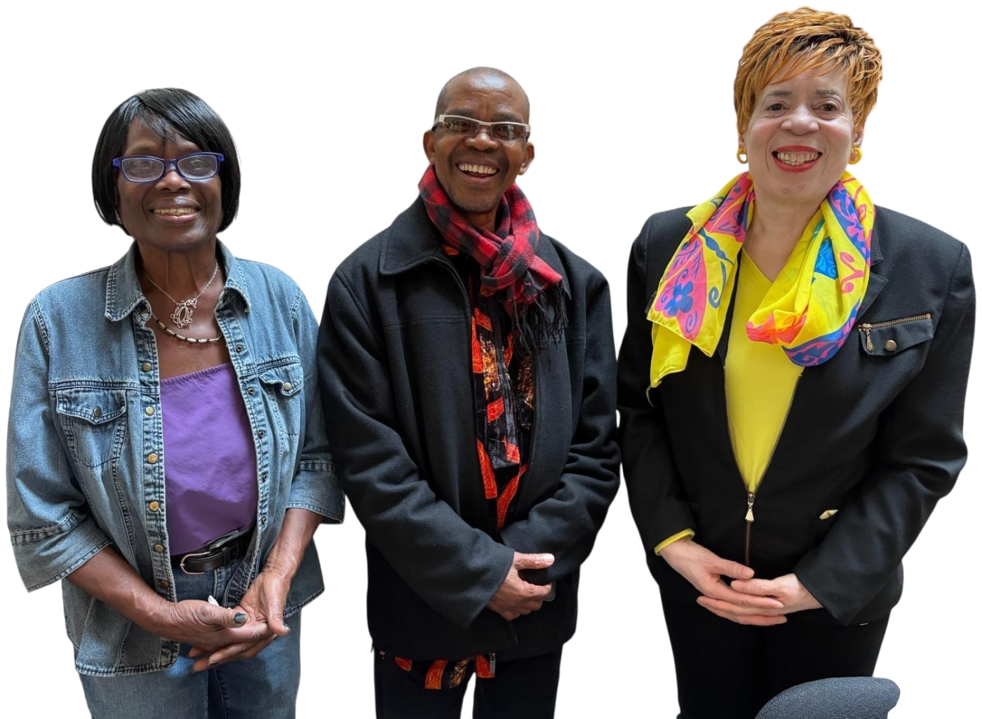 Janice Gordon-Daniels (right) standing with two members of her campaign team, all smiling.